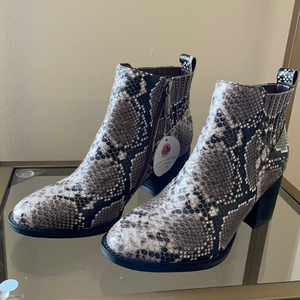 Blondo Waterproof snakeskin booties block Heel